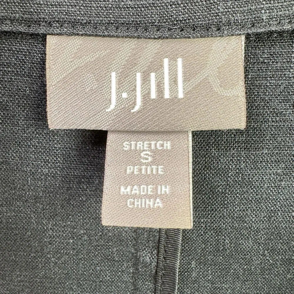 J. Jill Linen Blend Black Blazer Women's PS One Button Relaxed Stretch Pockets